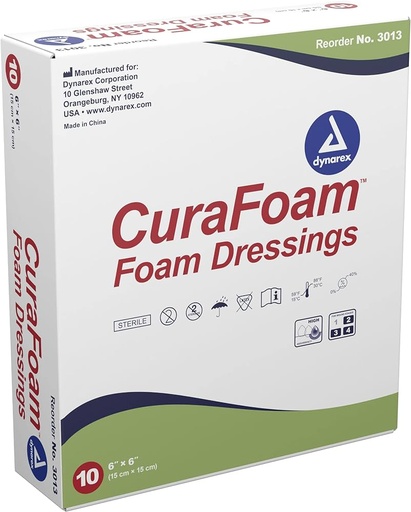 [3013] CuraFoam - Foam Dressing 6" X 6" (Box of 10)